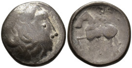 EASTERN CELTS. Danube region. Imitating Philip II of Macedon. Tetradrachm (AR, 22 mm, 6.25 g) 2nd–1st century BC.

Stylized head of Zeus right. / Ho...