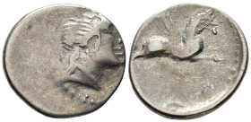 EASTERN CELTS. Eravisci. Imitating denarii of C. Naevius Balbus and L. Papius, 79 BC. Denarius (AR, 18 mm, 3.32 g) 1st century BC, Danube region.

S...