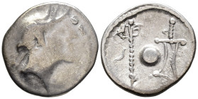EASTERN CELTS. Eravisci. Imitating a denarius of Cn. Cornelius Lentulus, 76–75 BC. Denarius (AR, 19 mm, 3.18 g) 1st century BC, Danube region.

Styl...