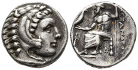 MACEDONIAN KINGS. Alexander III the Great (336–323 BC). Drachm (AR, 16 mm, 4.17 g) c. 328/5–323 BC, Lampsakos mint. Posthumous issue struck under Kala...