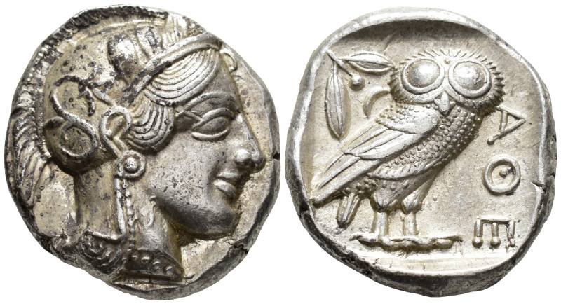 ATTICA. Athens. Tetradrachm (AR, 25 mm, 17.26 g) c. 454–404 BC.

Head of Athen...