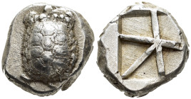 ISLANDS OFF ATTICA. Aegina. Stater (AR, 19 mm, 12.26 g) c. 456/45–431 BC.

Land tortoise with segmented shell. / Incuse square with skew pattern. SN...