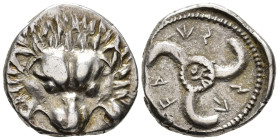 LYCIAN DYNASTS. Vekhssere II. (c. 410/00–390/80 BC). 1/3 Stater (AR, 16 mm, 3.10 g) Zagaba or Tymnessos mint.

Facing lion's scalp. / Lycian inscrip...