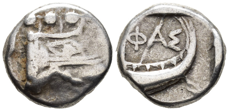 LYCIA. Phaselis. Tetrobol (AR, 13 mm, 3.32 g) c. 500–440 BC.

Prow of galley r...