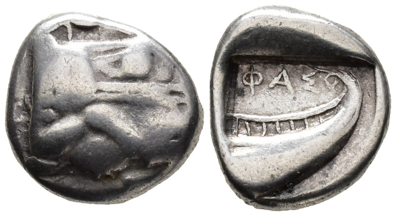 LYCIA. Phaselis. Tetrobol (AR, 13 mm, 3.35 g) c. 500–440 BC.

Prow of galley r...