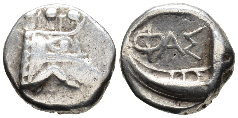 LYCIA. Phaselis. Tetrobol (AR, 13 mm, 3.42 g) c. 500–440 BC.

Prow of galley r...