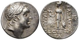 CAPPADOKIAN KINGS. Ariarathes V Eusebes Philopator (c. 163–130 BC). Drachm (AR, 18 mm, 4.14 g) RY 33 (130 BC), Eusebeia-Mazaca mint. 

Diademed head...