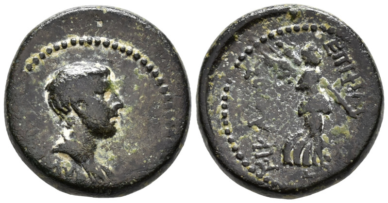 IONIA. Smyrna. Britannicus (?) (AD 41–55). Hemiassarion (AE, 16 mm, 3.79 g) Magi...