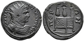 PAMPHYLIA. Perge. Caracalla (AD 198–217). AE (26 mm, 8.96 g) 

ΑΥ Κ Μ ΑΥ – ΑΝΤΩΝΙΝΩΟ ΣΕΒ Radiate and cuirassed bust of Caracalla right, seen from fr...