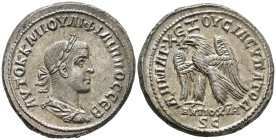 SELEUCIS and PIERIA. Antioch. Philip II, Augustus (AD 247–249). Tetradrachm (AR, 28 mm, 13.69 g) AD 248.

ΑΥΤΟΚ Κ Μ ΙΟΥΛΙ ΦΙΛΙΠΠΟϹ ϹΕΒ laureate, dra...