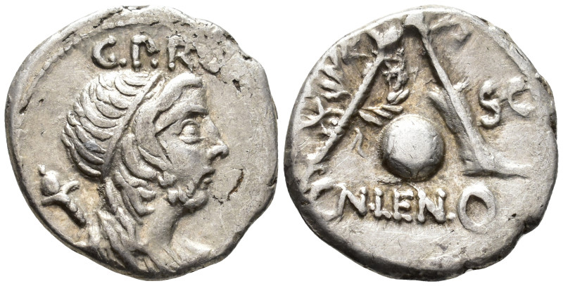 Cn. Cornelius Lentulus, 76–75 BC. Denarius (AR, 19 mm, 3.80 g) uncertain mint in...