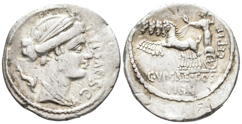 P. Plautius Hypsaeus, 60 BC. Denarius (AR, 19 mm, 3.66 g) Rome mint.

P VPSAE ...