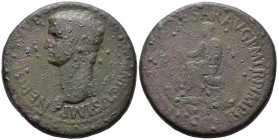 Nero Claudius Drusus (died 9 BC). Sestertius (AE, 35 mm, 29.79 g) AD 42–43, Rome mint.

NERO C[LAVDIVS DRVSVS GER]MANICVS IMP Bare head of Nero Clau...