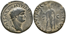 Domitian, Caesar (AD 69–81). As (AE, 25 mm, 8.82 g) c. AD 77–78, uncertain eastern mint (Ephesus?).

CAESAR DOMITIANVS [AVG F] Laureate head of Domi...