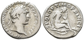 Trajan (AD 98–117). Denarius (AR, 18 mm, 3.19 g) c. AD 103–107, Rome mint.

IMP TRAIANO AVG GER DAC P M TR P COS V P P Laureate head of Trajan right...