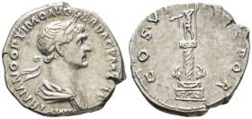 Trajan (AD 98–117). Denarius (AR, 19 mm, 3.16 g) late summer-autumn AD 114, Rome mint.

IMP TRAIANO OPTIMO AVG GER DAC P M TR P Laureate and draped ...