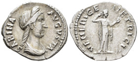 Sabina, Augusta (AD 128–136/7). Denarius (AR, 19 mm, 3.10 g) c. AD 137–138, Rome mint.

SABINA AVGVSTA Diademed and draped bust of Sabina right. / V...