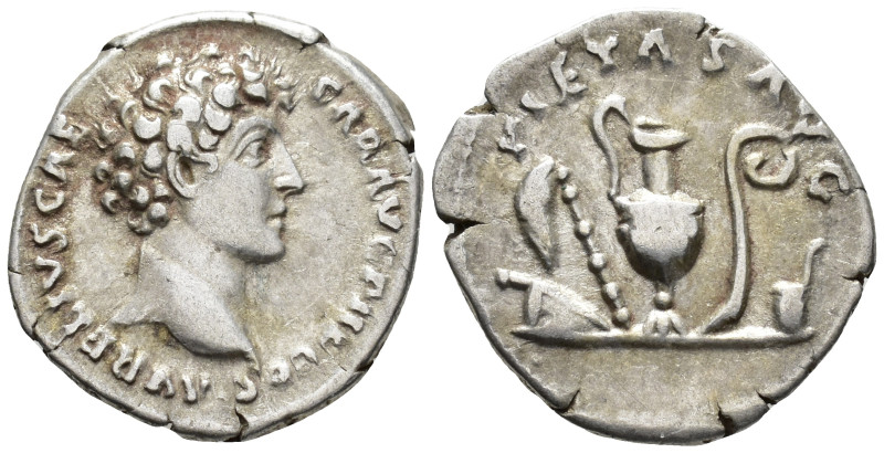 Marcus Aurelius, Caesar (AD 139–161). Denarius (AR, 18 mm, 3.30 g) AD 142, Rome ...