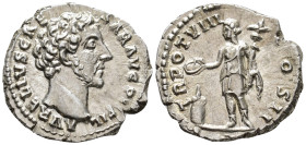 Marcus Aurelius, Caesar (AD 139–161). Denarius (AR, 19 mm, 3.15 g) AD 153/4, Rome mint.

AVRELIVS CAESAR AVG PII FIL Bare head of Marcus Aurelius ri...