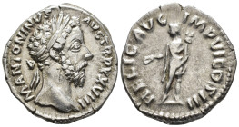 Marcus Aurelius (AD 161–180). Denarius (AR, 19 mm, 3.40 g) AD 173–174, Rome mint.

M ANTONINVS AVG TR P XXVIII Laureate head of Marcus Aurelius righ...