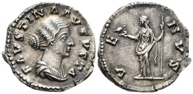 Faustina Junior, Augusta (AD 147–175). Denarius (AR, 18 mm, 3.23 g) c. AD 161, Rome mint.

FAVSTINA AVGVSTA Draped bust of Faustina Junior right. / ...