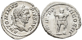 Caracalla (AD 198–217). Denarius (AR, 19 mm, 3.23 g) AD 209, Rome mint.

ANTONINVS PIVS AVG Laureate head of Caracalla right. / PONTIF TR P XII COS ...