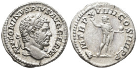 Caracalla (AD 198–217). Denarius (AR, 19 mm, 3.13 g) AD 216, Rome mint.

ANTONINVS PIVS AVG GERM Laureate head of Caracalla right. / P M TR P XVIIII...