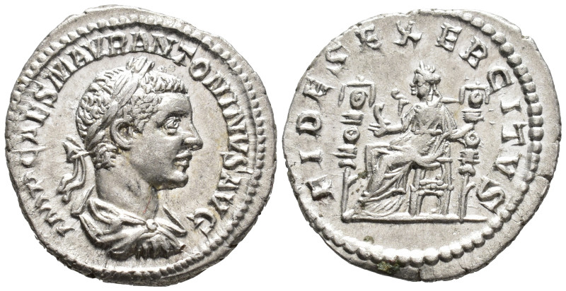 Elagabalus (AD 218–222). Denarius (AR, 20 mm, 2.93 g) AD 218–219, Rome mint.

...