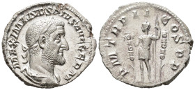 Maximinus I Thrax (AD 235–238). Denarius (AR, 19 mm, 2.82 g) AD 236, Rome mint.

MAXIMINVS PIVS AVG GERM Laureate, draped and cuirassed bust of Maxi...