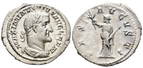 Maximinus I Thrax (AD 235–238). Denarius (AR, 21 mm, 2.73 g) AD 236–238, Rome mint.

MAXIMINVS PIVS AVG GERM Laureate, draped and cuirassed bust of ...