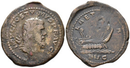 Postumus (AD 260–269). Sestertius (AE, 33 mm, 14.20 g) c. late AD 260–late 261, Trier mint.

IMP C POSTVMVS P F AVG Laureate, draped and cuirassed b...