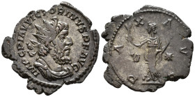 Victorinus (AD 269–271). Antoninianus (AE, 22mm, 2.80 g) c. mid–late AD 269, Trier mint.

IMP C PIAV VICTORINVS P F AVG Radiate, draped and cuirasse...