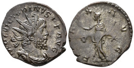 Victorinus (AD 269–271). Antoninianus (AE, 20 mm, 2.82 g) c. late AD 269–early 271, Trier mint.

IMP C VICTORINVS P F AVG Radiate, draped and cuiras...