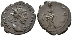 Tetricus I (AD 271–274). Antoninianus (AE, 20 mm, 3.11 g) c. mid AD 272–mid 273, Trier mint.

IMP TETRICVS P F AVG Radiate and cuirassed bust of Tet...