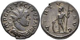 Tacitus (AD 275–276). Antoninianus (AE, 22 mm, 4.07 g) November – December AD 275, Lugdunum mint.

IMP C CL TACITVS AVG Radiate, cuirassed and drape...