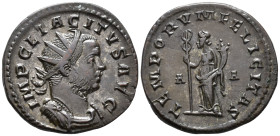 Tacitus (AD 275–276). Antoninianus (AE, 22 mm, 4.08 g) March – April AD 276, Lugdunum mint.

IMP CL TACITVS AVG Radiate, cuirassed and draped bust o...