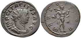 Tacitus (AD 275–276). Antoninianus (AE, 24 mm, 4.62 g) May – June AD 276, Lugdunum mint.

IMP CL TACITVS AVG Radiate, cuirassed and draped bust of T...