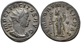 Tacitus (AD 275–276). Antoninianus (AE, 23 mm, 4.62 g) May – June AD 276, Lugdunum mint.

IMP CL TACITVS AVG Radiate, cuirassed and draped bust of T...