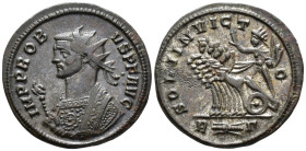 Probus (AD 276–282). Antoninianus (AE, 22 mm, 3.63 g) AD 276–282, Rome mint.

IMP PROBVS P F AVG Radiate bust of Probus left in consular robes, hold...