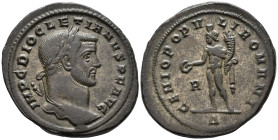 Diocletian (AD 284–305). Follis (AE, 29 mm, 10.66 g) AD 296 – 297, Rome mint.

IMP C DIOCLETIANVS P F AVG Laureate head of Diocletian right. / GENIO...