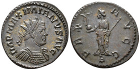 Maximianus, First reign (AD 286–305). Antoninianus (AE, 23 mm, 3.67 g) AD 292–294, Lugdunum mint.

IMP MAXIMIANVS AVG Radiate and cuirassed bust of ...