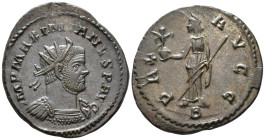 Maximianus, First reign (AD 286–305). Antoninianus (AE, 24 mm, 4.55 g) AD 292–294, Lugdunum mint.

IMP MAXIMIANVS AVG Radiate and cuirassed bust of ...