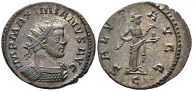 Maximianus, First reign (AD 286–305). Antoninianus (AE, 23 mm, 3.56 g) AD 290–294, Lugdunum mint.

IMP MAXIMIANVS AVG Radiate and cuirassed bust of ...