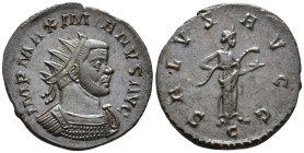 Maximianus, First reign (AD 286–305). Antoninianus (AE, 22 mm, 3.47 g) AD 290–294, Lugdunum mint.

IMP MAXIMIANVS AVG Radiate and cuirassed bust of ...