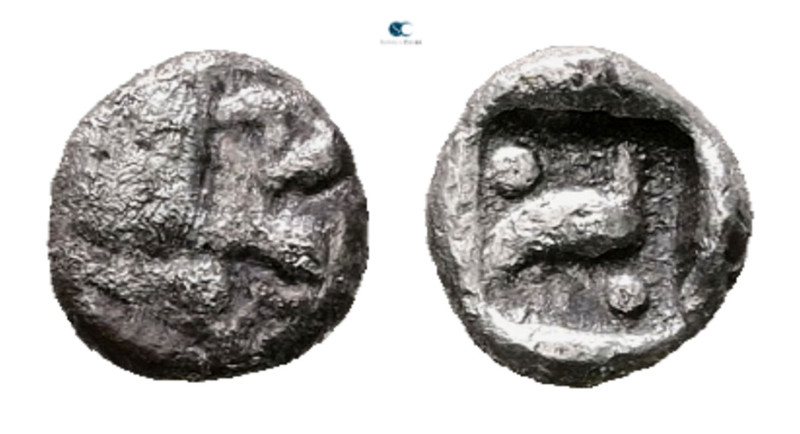 Ionia. Miletos circa 525-475 BC. 
Tetartemorion AR

6 mm, 0,29 g



Nearl...