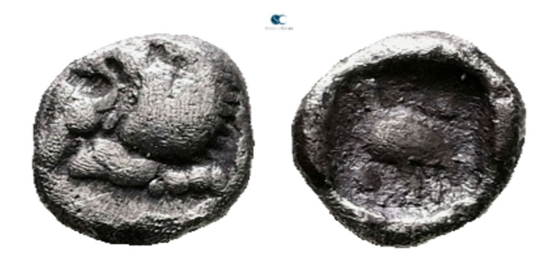 Ionia. Miletos circa 525-475 BC. 
Tetartemorion AR

6 mm, 0,27 g



Nearl...