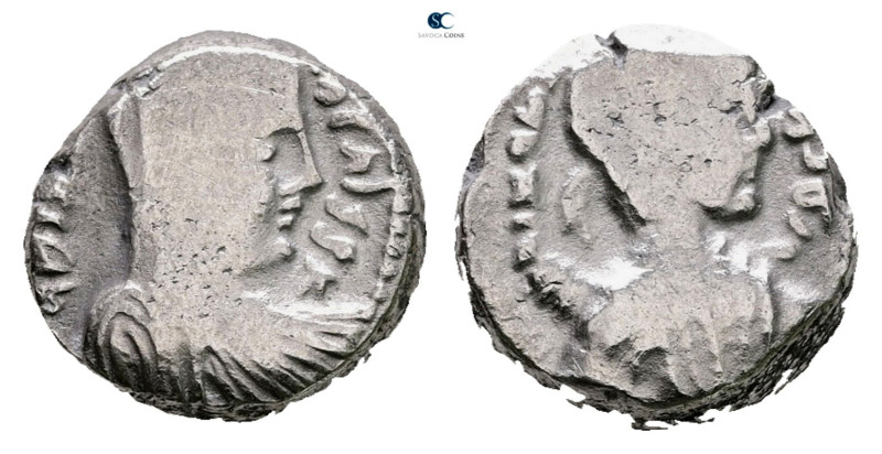 Nabataean Kingdom. Petra. Malichos II with Shaqilat AD 40-70. 
Drachm AR

14 ...