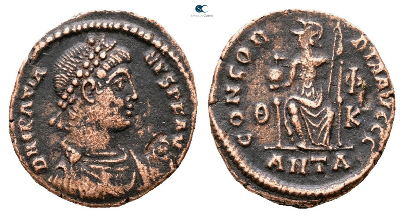 Gratian AD 375-383. Antioch
Follis Æ

20 mm, 2,76 g



Nearly Very Fine