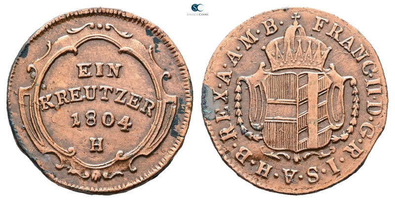 Austria. AD 1804. 
1 Kreuzer 1804 H

 mm, 5,66 g



Good Very Fine