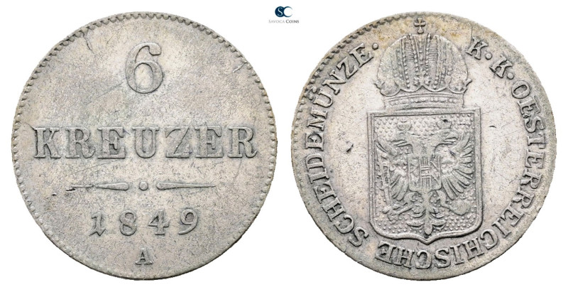 Austria. AD 1849. 
6 Kreuzer 1849

 mm, 1,87 g



Very Fine